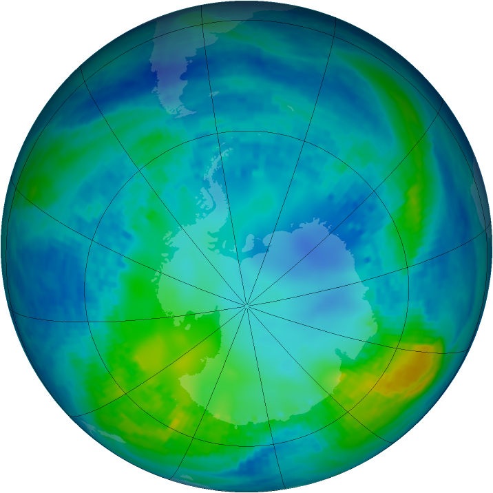 Antarctic ozone map for 06 May 2004